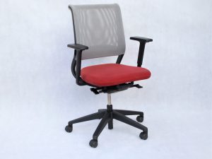 Krzesło biurowe SEDUS Netwin szary-czerwony,meble biurowe używane